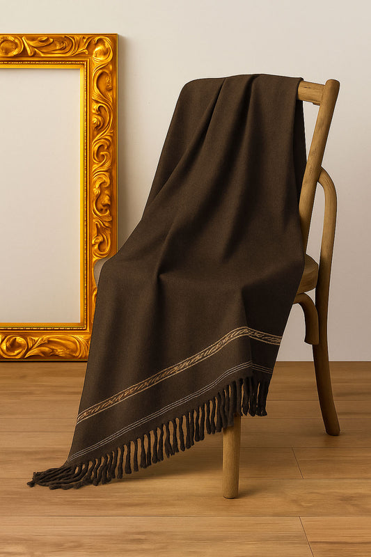 LIBAS-E-REET GENTS WOOL SHAWL (Dark Brown)