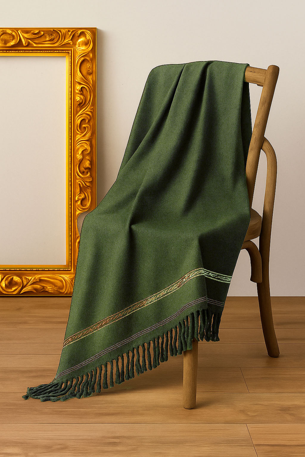 LIBAS-E-REET GENTS WOOL SHAWL (Olive Gareen)